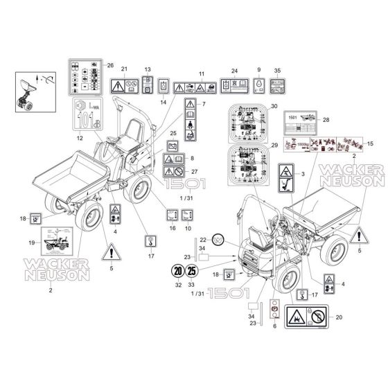 Decals for Wacker 1501 Dumper