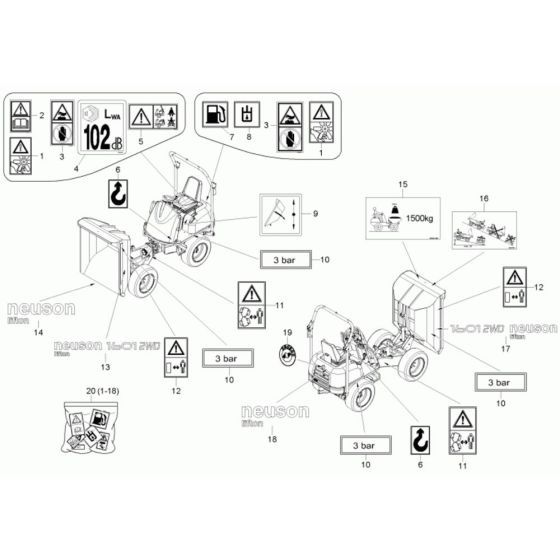 Decals -1 for Neuson 1601 Dumper