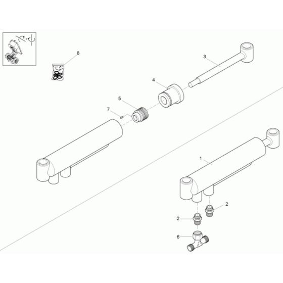 Boom Offset Cylinder Assembly for Wacker 1601 Dumper