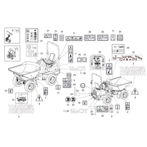 Decals for Wacker 1601 Dumper