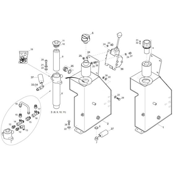 Hydraulic Tank Assembly for Wacker 2001 Dumper