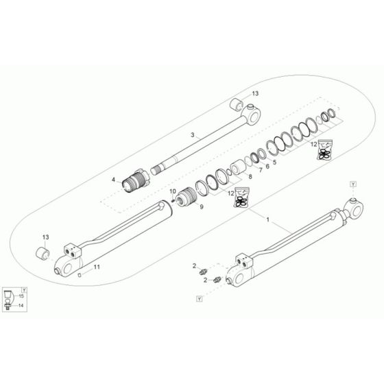 Bucket Cylinder Assembly for Wacker 2001 Dumper