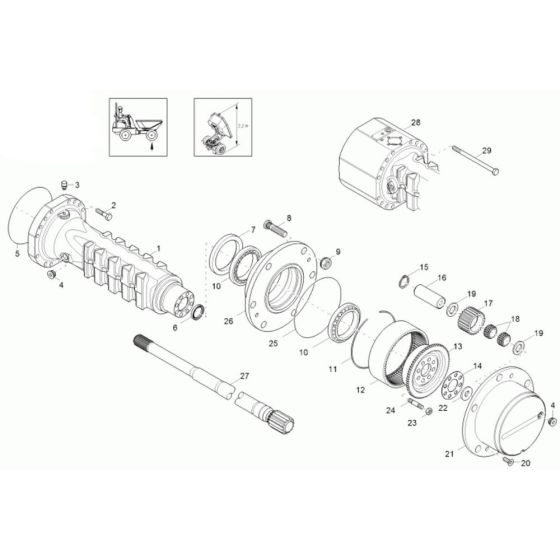 Axle Case, Wheel Hub (Front) Assembly -1 for Neuson 3001 Dumper