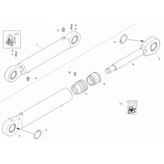 Tilt Ram Assembly for Neuson 3001 Dumper