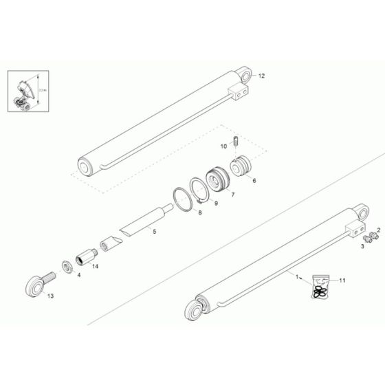 Bucket Tilt Cylinder Assembly -1 for Neuson 3001 Dumper