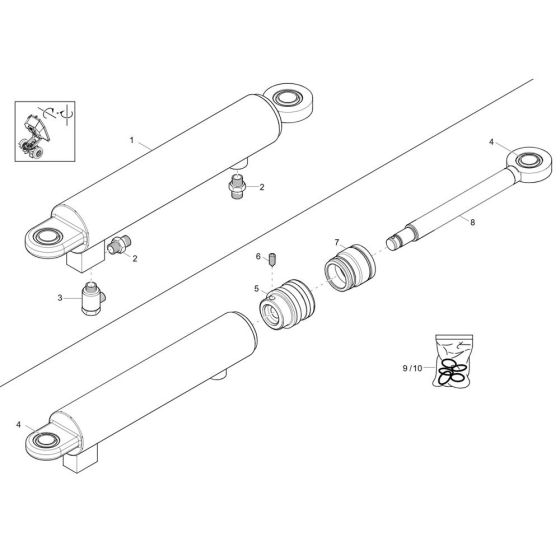 Boom Offset Cylinder Assembly for Neuson 3001 Dumper