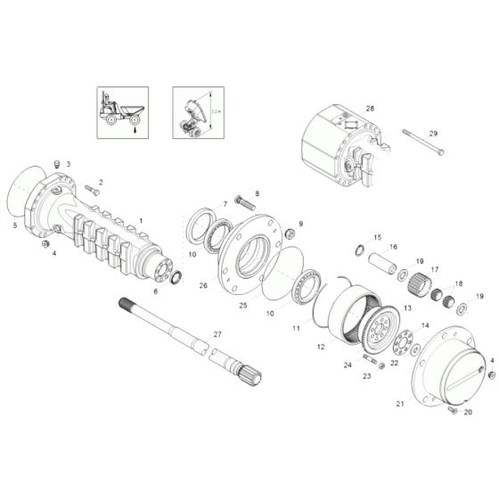 Axle Case, Wheel Hub (Front) Assembly -1 for Wacker 3001AE Dumper