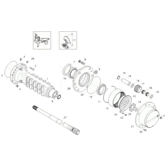 Axle Case, Wheel Hub (Rear) Assembly -1 for Wacker 3001AE Dumper