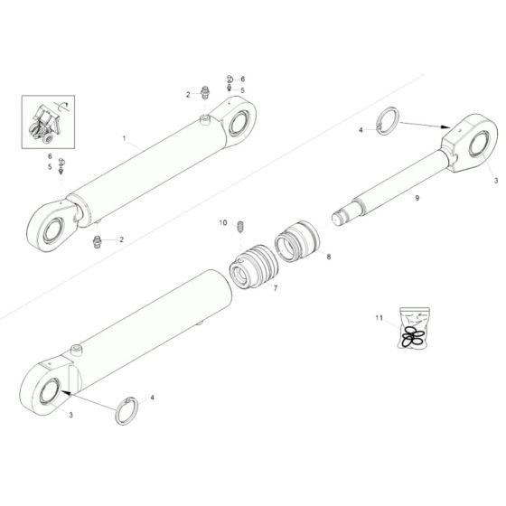 Tilt Ram Assembly for Wacker 3001AE Dumper