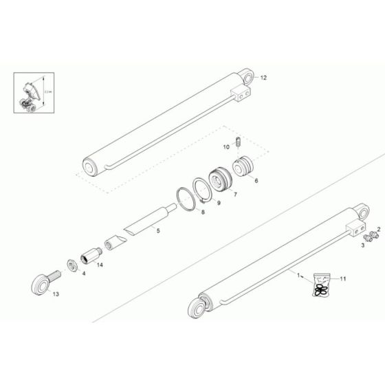 Bucket Tilt Cylinder Assembly -1 for Wacker 3001AE Dumper