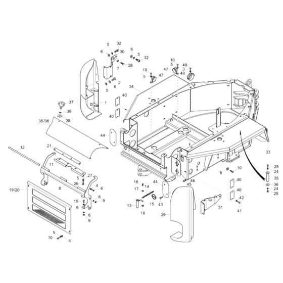 Rear Frame Assembly -1 for Wacker 3001AE Dumper