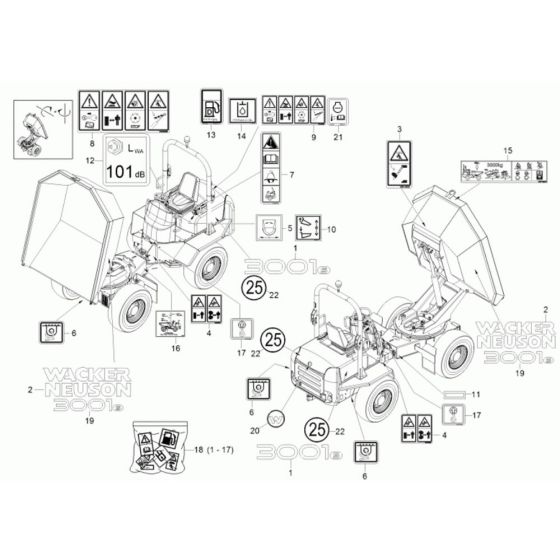 Decals -2 for Wacker 3001AE Dumper