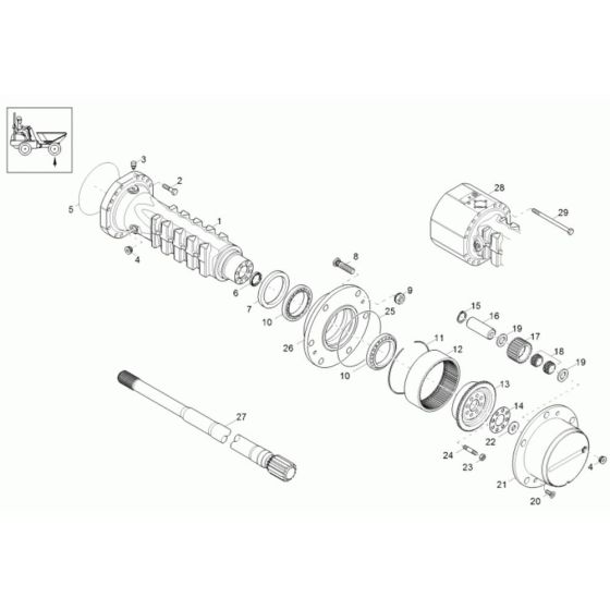 Axle Case, Wheel Hub (Front) Assembly for Wacker 4001 Dumper