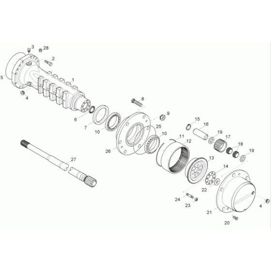 Axle Case, Wheel Hub (Rear) Assembly for Wacker 4001 Dumper