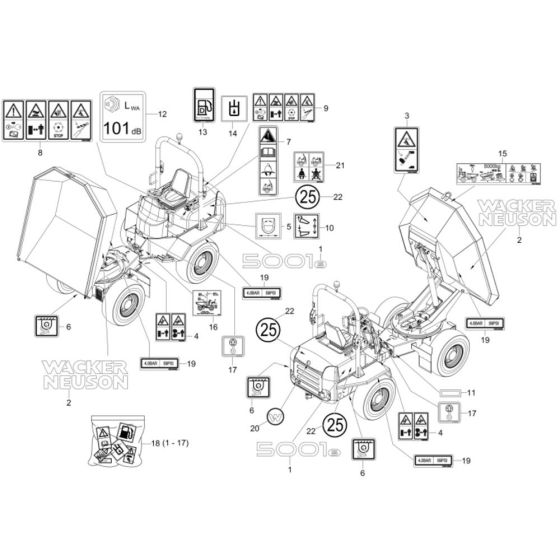 Decals for Wacker 5001 Dumper