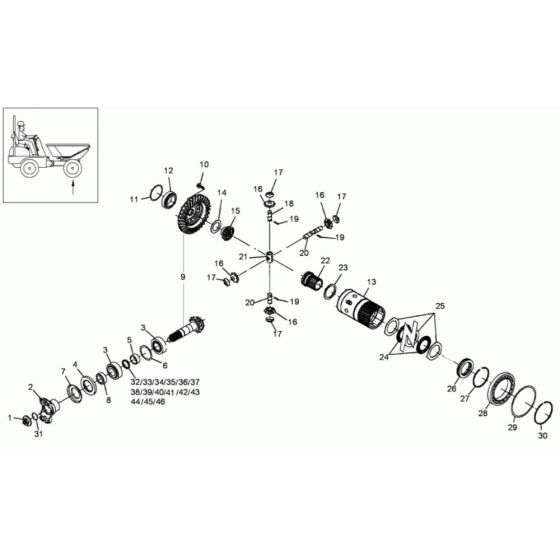 Differential Axle Assembly for Wacker 5001 Dumper