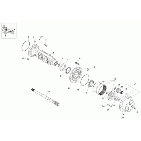 Axle Case, Wheel Hub Assembly -1 for Wacker 6001 Dumper