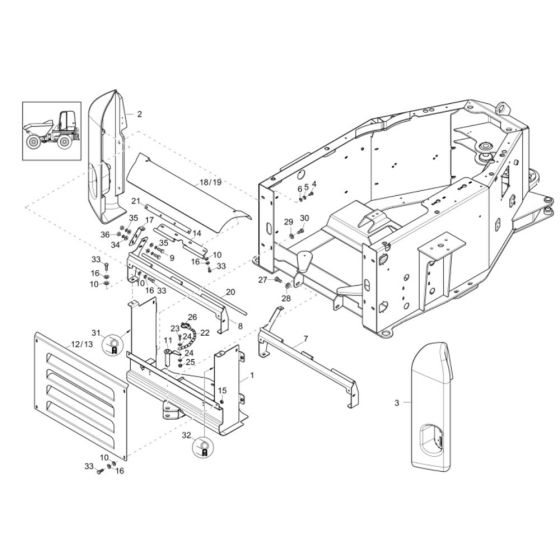 Rear Frame Assembly -1 for Wacker 6001 Dumper