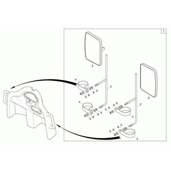 Mirror Assembly for Wacker 6001 Dumper