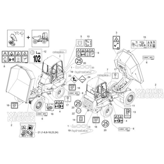 Decals -1 for Wacker 6001 Dumper