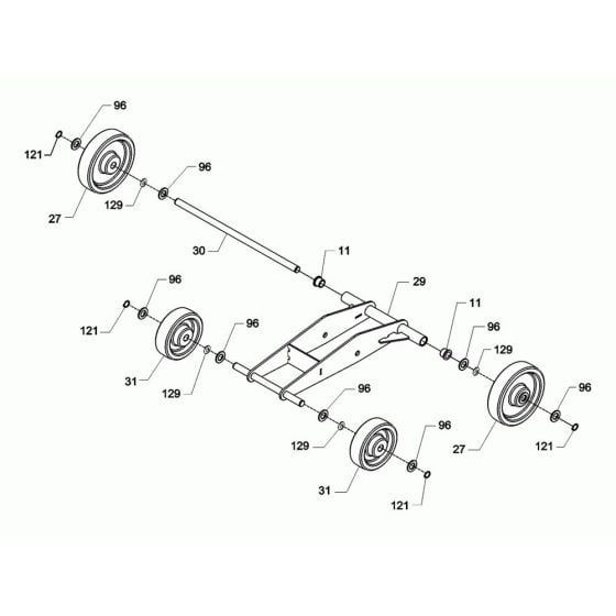 Wheel Assembly for Wacker BFS 130 Floor Saw