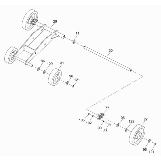 Wheel Assembly for Wacker BFS 16 Floor Saw