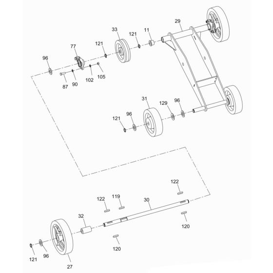 Wheel Assembly for Wacker BFS 18 Floor Saw