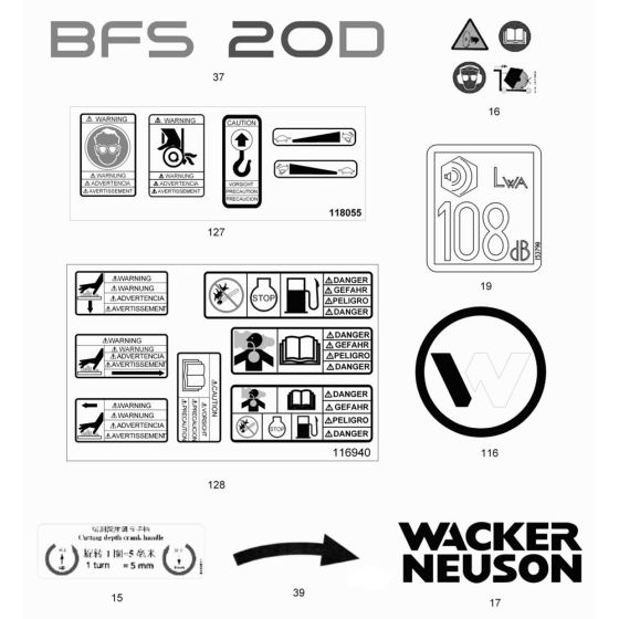 Decals for Wacker BFS 20 Floor Saw