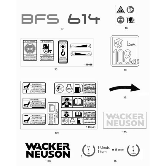 Decals for Wacker BFS 614 Floor Saw