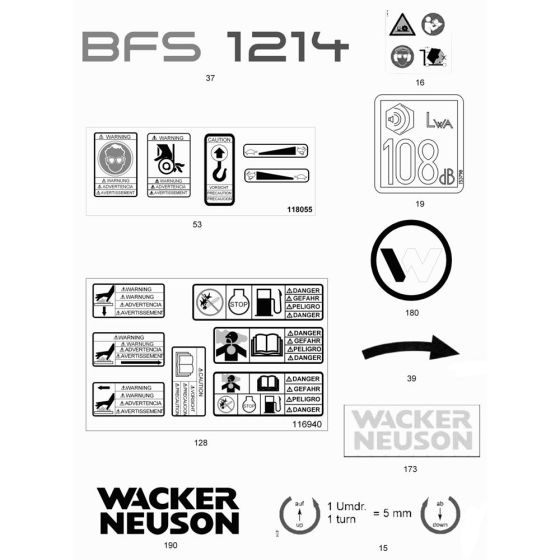 Decals for Wacker BFSX 1214 Floor Saw