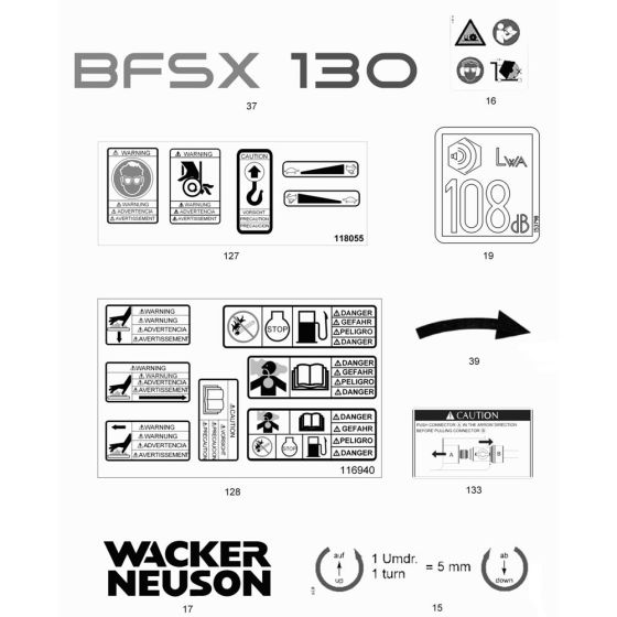 Decals for Wacker BFSX 130 Floor Saw