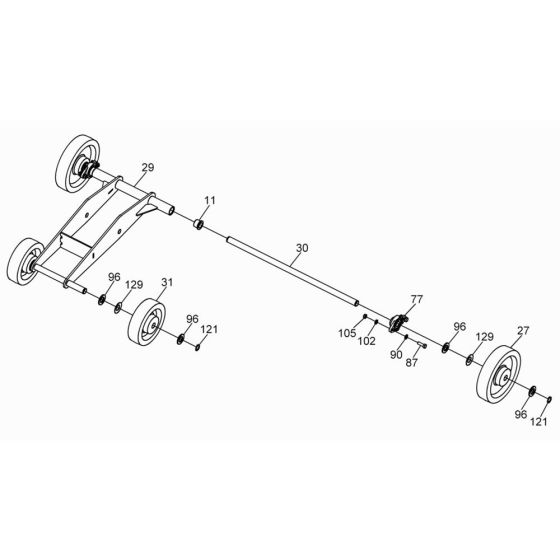 Wheel Assembly for Wacker BFSX 16 Floor Saw