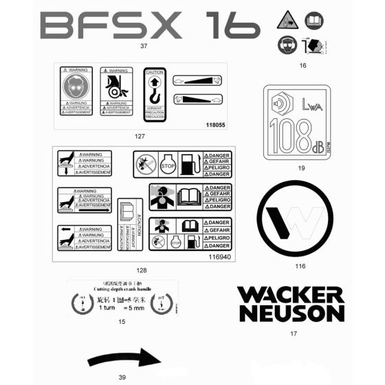 Decals for Wacker BFSX 16 Floor Saw