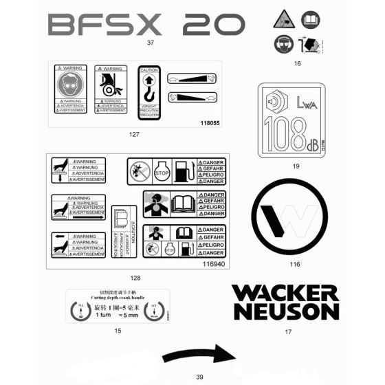 Decals for Wacker BFSX 20 Floor Saw