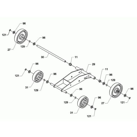 Wheel Assembly for Wacker BFSX 90 Floor Saw