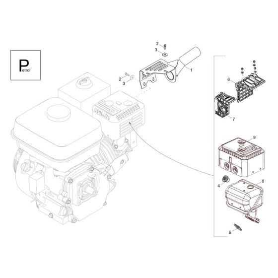 Exhaust (Petrol) Assembly for Wacker DT05 Track Dumper