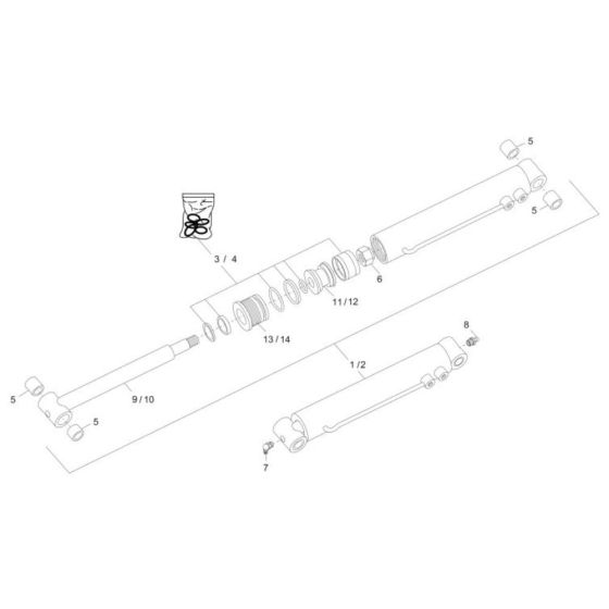 Tilt Ram Assembly for Wacker DT05 Track Dumper