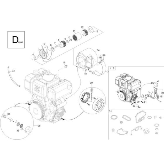 Engine (Diesel) Assembly for Wacker DT08 Track Dumper