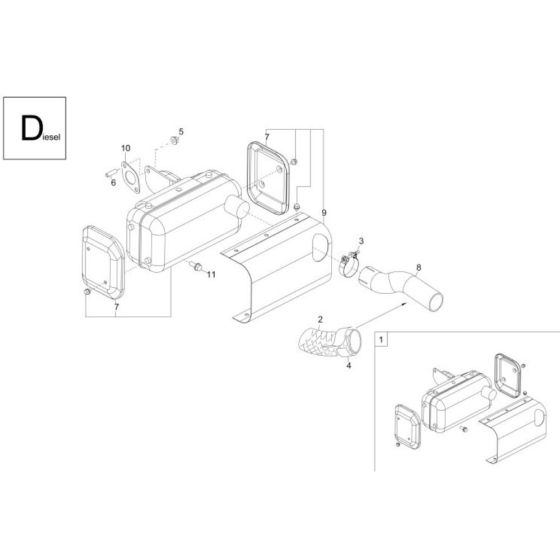 Exhaust (Diesel) Assembly for Wacker DT08 Track Dumper