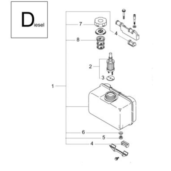 Fuel Tank (Diesel) Assembly for Wacker DT08 Track Dumper