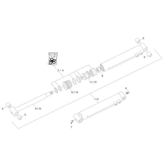 Tilt Ram Assembly for Wacker DT08 Track Dumper