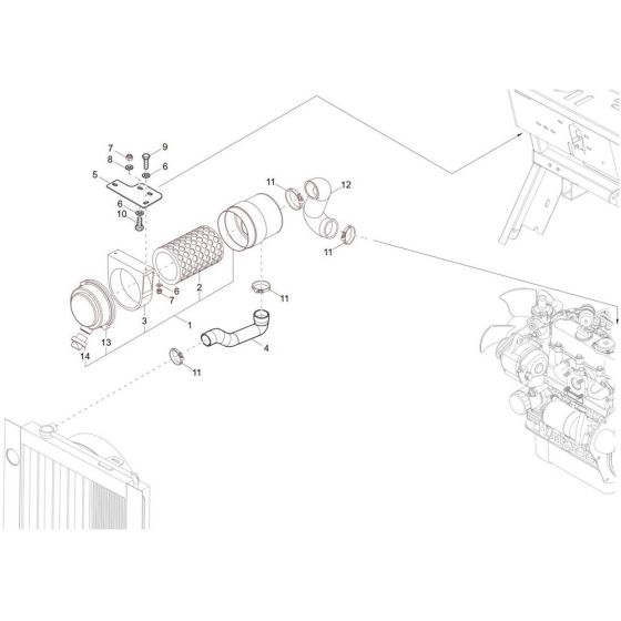 Air Cleaner Assembly for Wacker DT10 Track Dumper