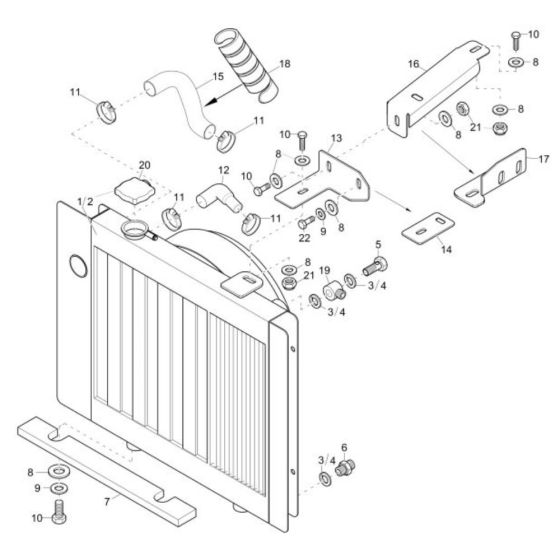 Combi Cooler Assembly for Wacker DT12 Track Dumper