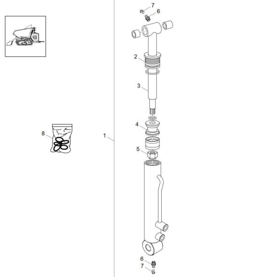 Cylinder (High Tip) Assembly for Wacker DT12p Track Dumper