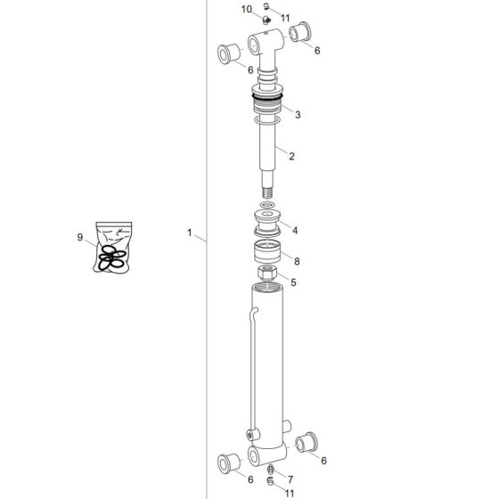 Tilt Ram (Swivel Tip) Assembly for Wacker DT12p Track Dumper