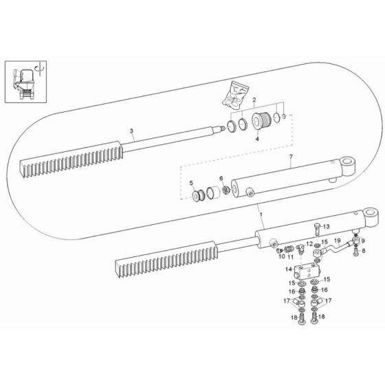 Boom Offset Cylinder Assembly for Wacker DT15 Track Dumper