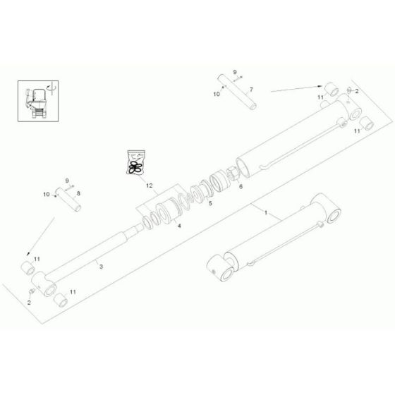 Tilt Ram Assembly for Wacker DT25 Track Dumper