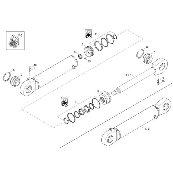 Tilt Ram Assembly for Wacker DV100 Dumper