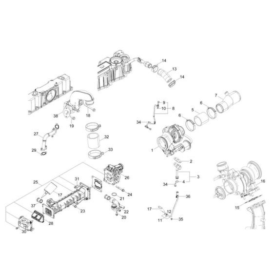 Turbo Supercharger Assembly for Wacker DV100 Dumper