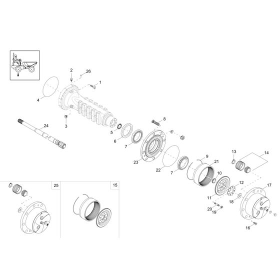 Axle Case, Wheel Hub Assembly -1 for Wacker DV60 Dumper